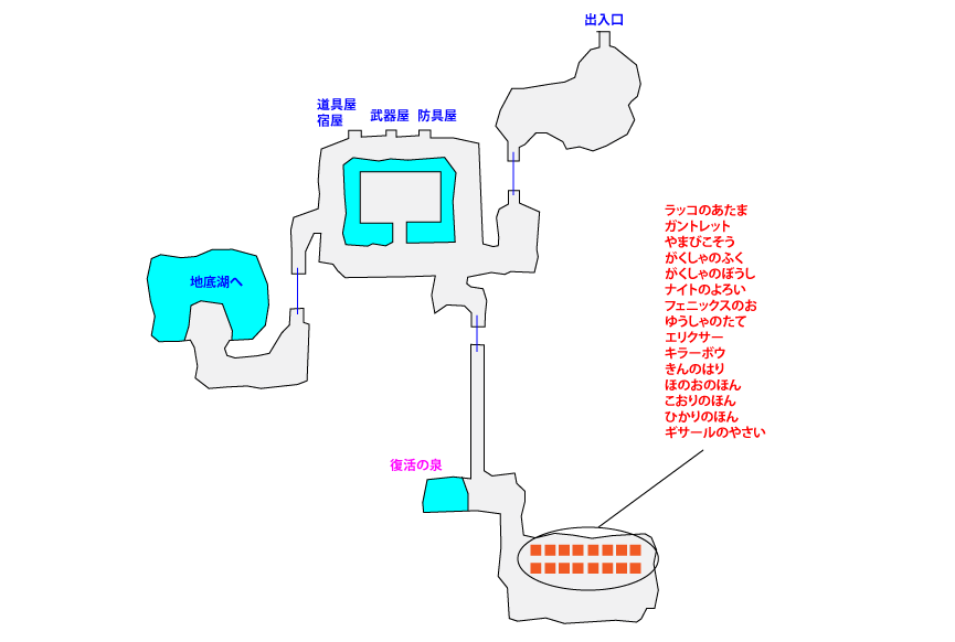 ドワーフの洞窟のマップ